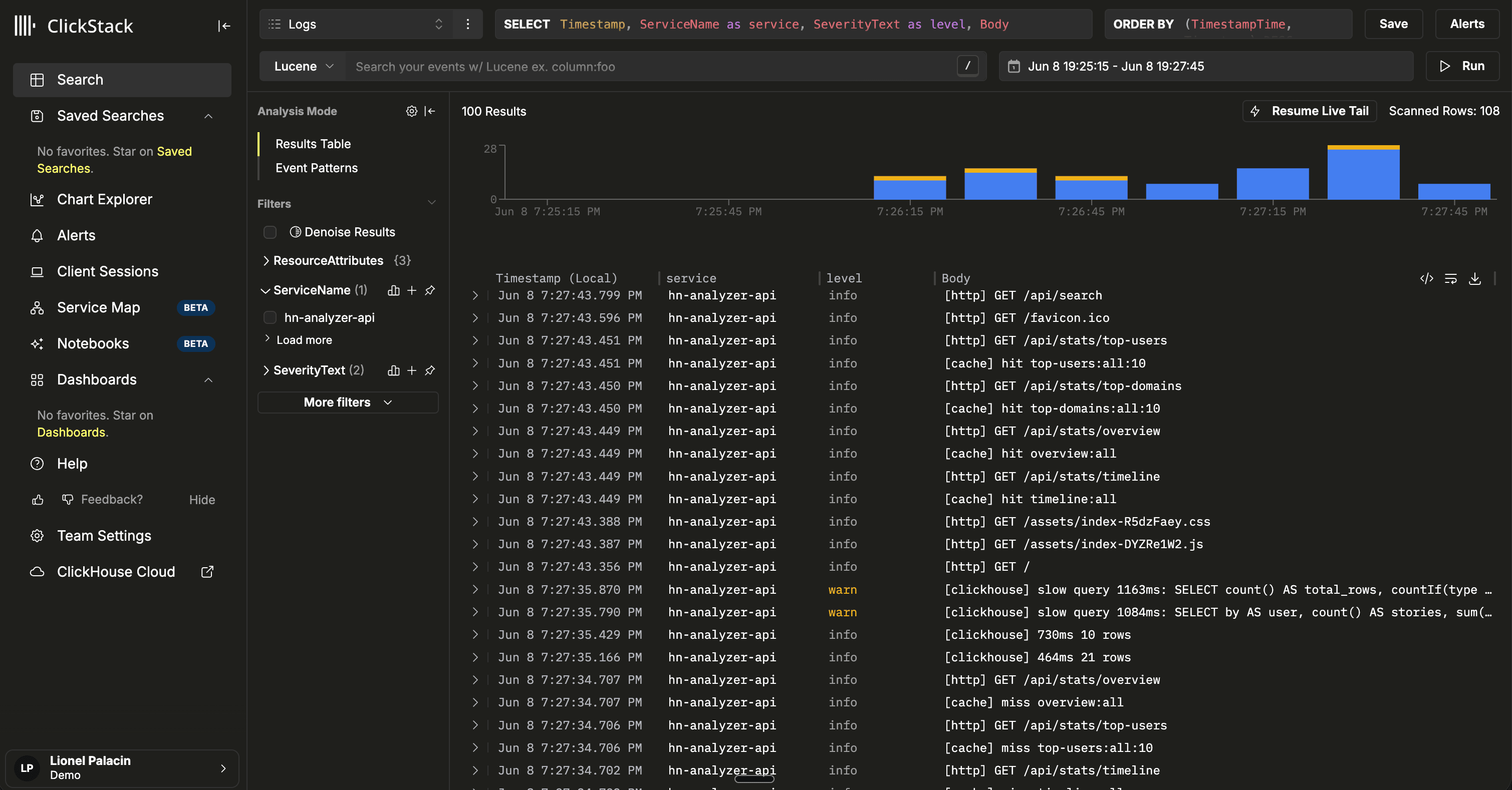 Logs de ClickStack