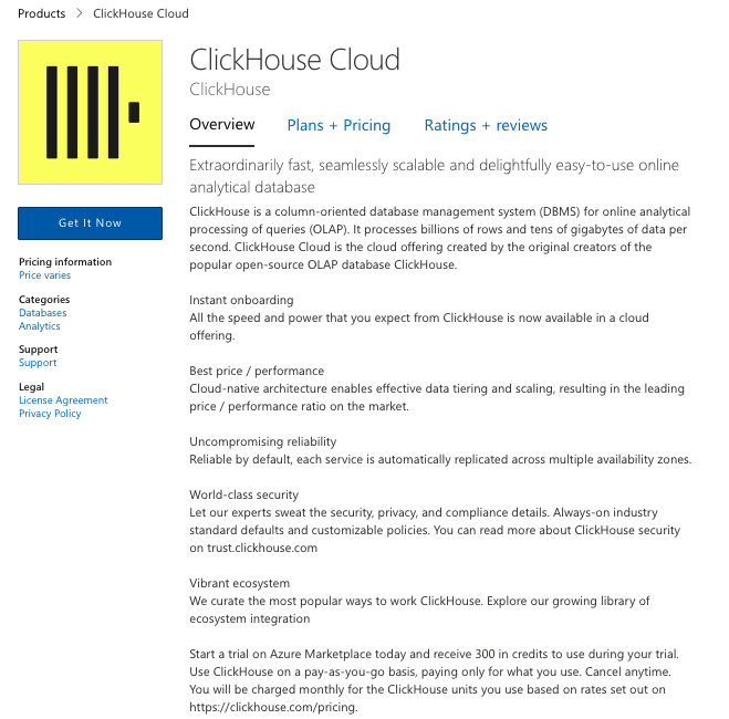 معلومات نموذج التسجيل في ClickHouse Cloud