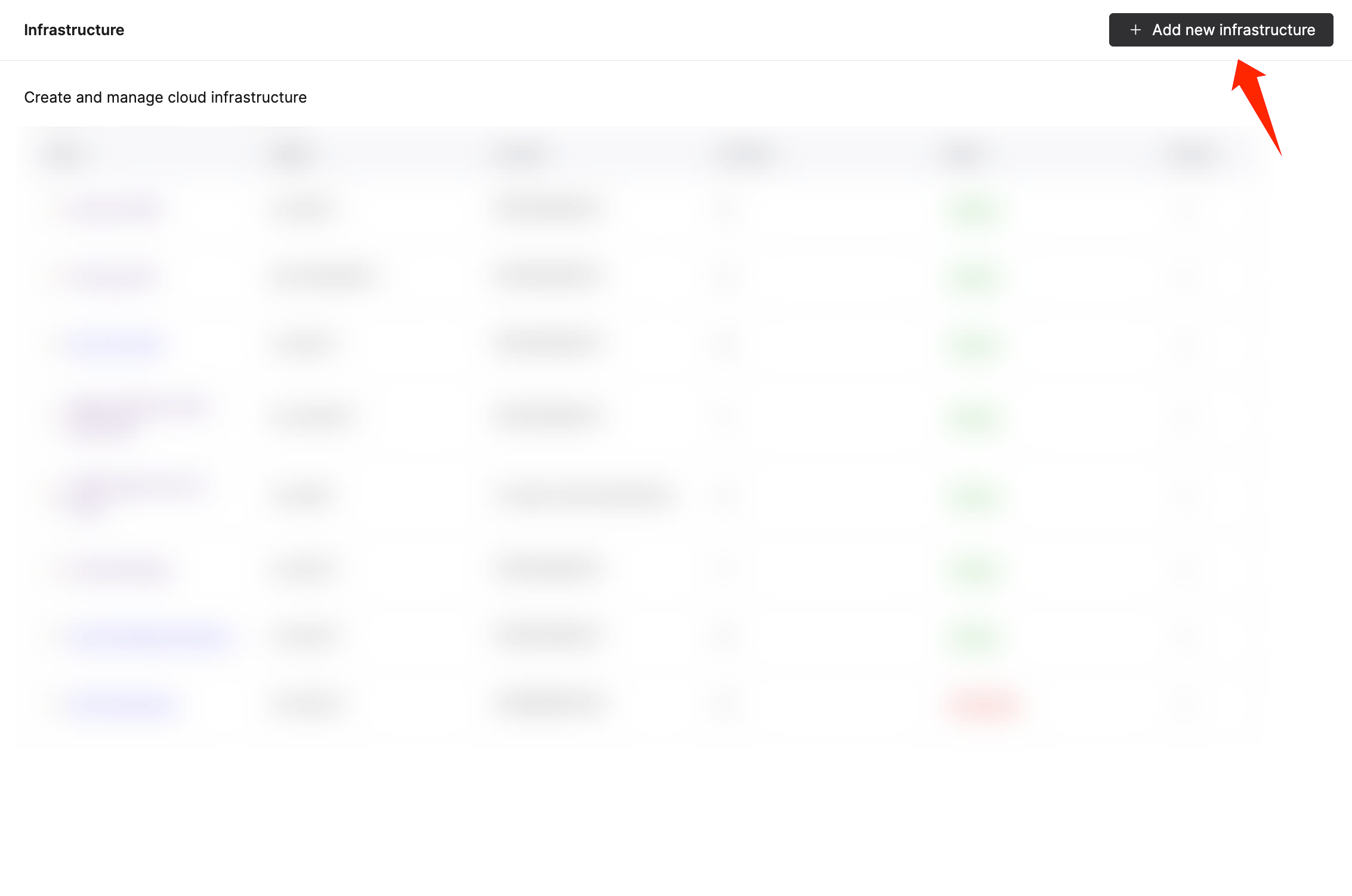 Страница инфраструктуры BYOC