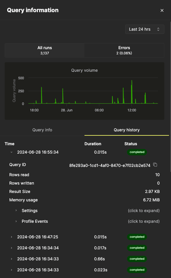 Query Insights UI 查询信息