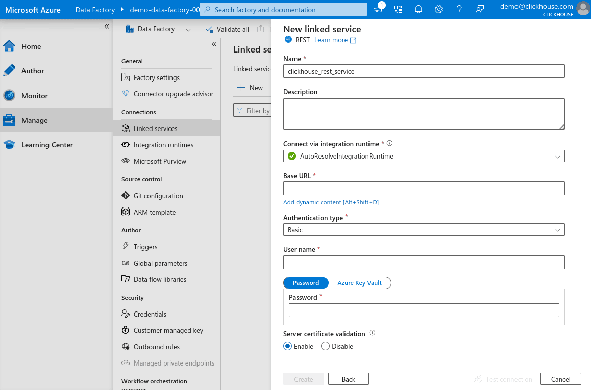 Panel de New Lined Service