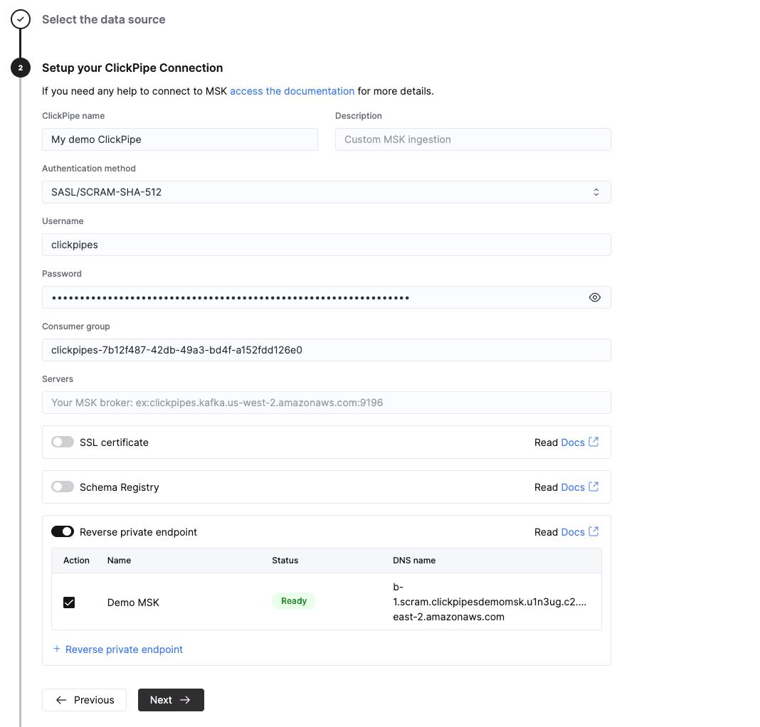 Выбор обратной частной конечной точки