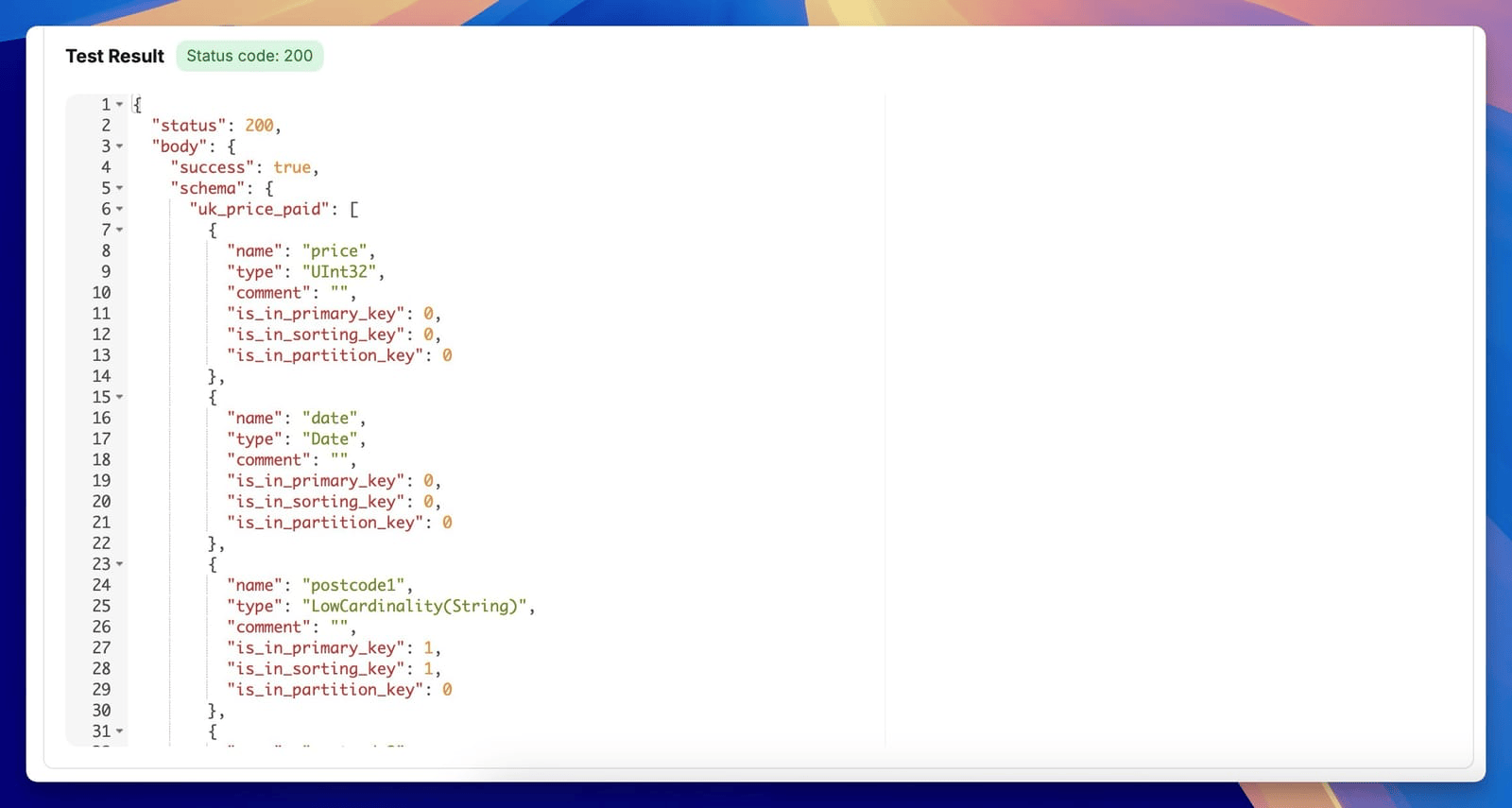 Chartbrew 中的 ClickHouse JSON schema