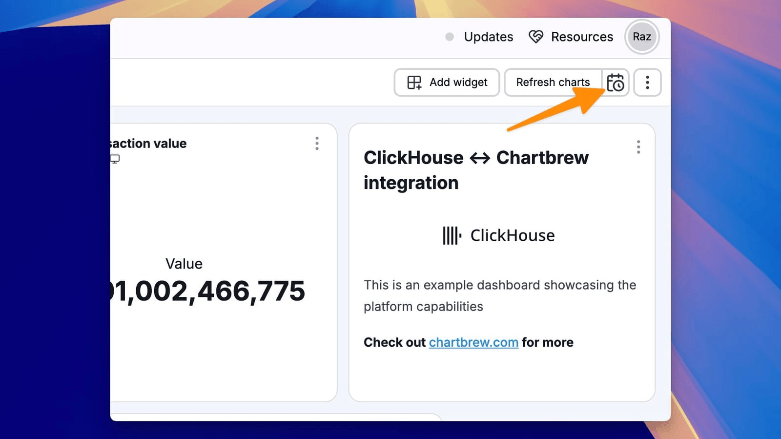 Chartbrew 数据集刷新设置