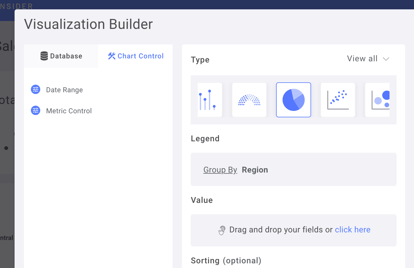 Interface de l’onglet Chart Control montrant les options de configuration de la visualisation