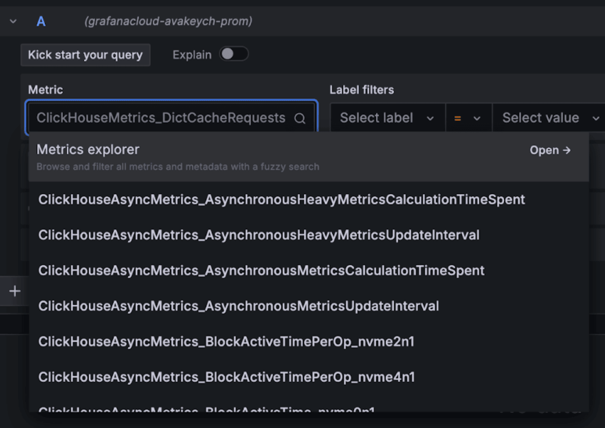 Grafana 指标浏览器下拉列表