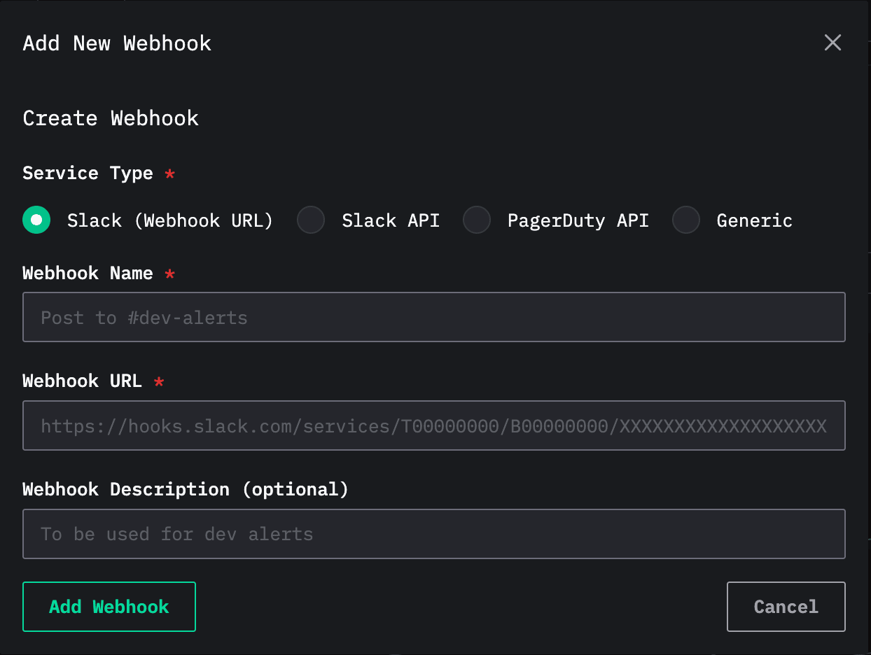 إنشاء webhook